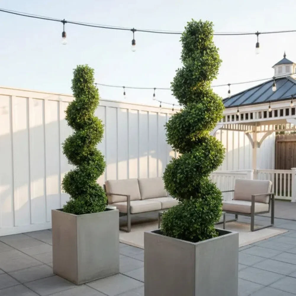 Nearly Natural Faux 4' UV Resistant Spiral Boxwood Topiary Tree